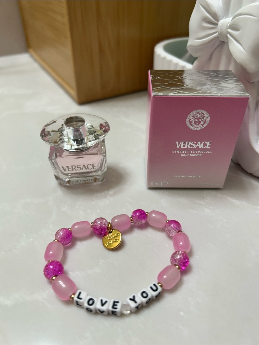 Little Words Project Love You Bracelet with Versace Bright Crystal Mini